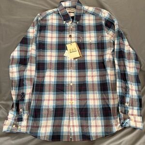 Barbour Shirt Mens Medium Plaid Button Up Long Sleeve Blue Multicolor
